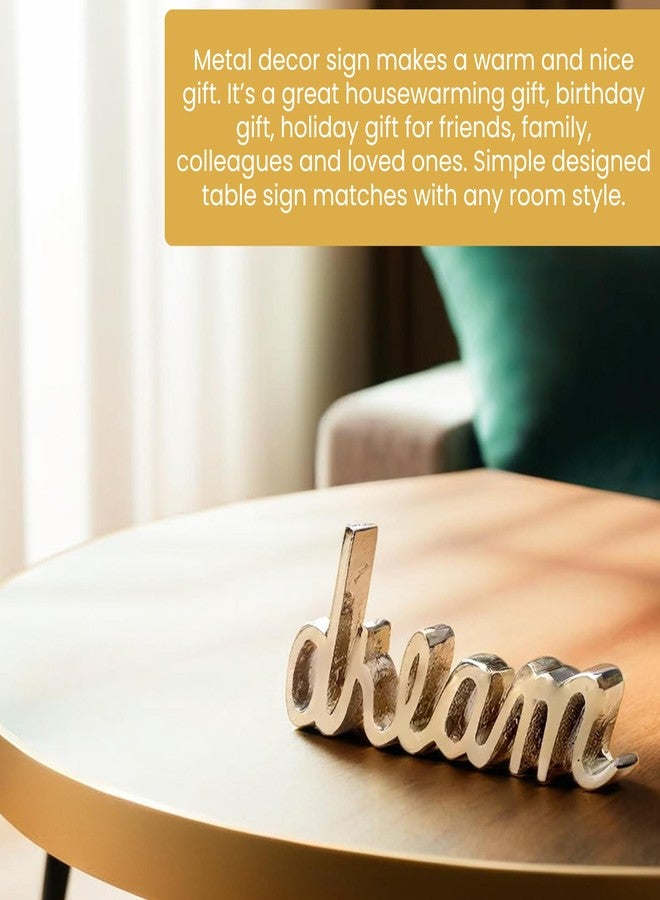 Heyearth Tabletop Freestanding Dream Sign,Decorative Metal Words Home Decor,Bedroom Kitchen Living Room Table Centerpiece Words.Decorative Metal Word Signs - Dream - Gold - Image 2